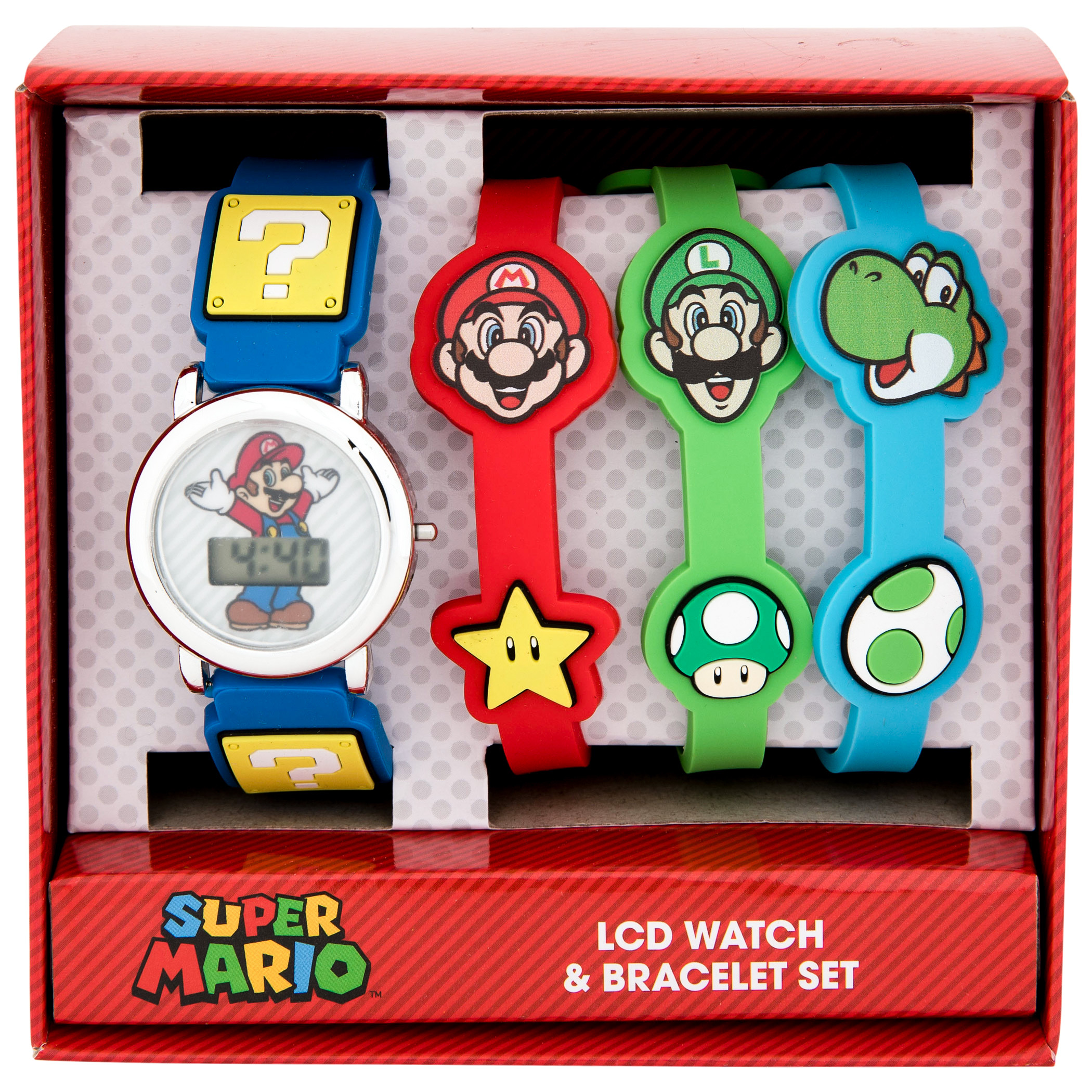 Super Mario Bros. LCD Watch with 3 Bracelets Set